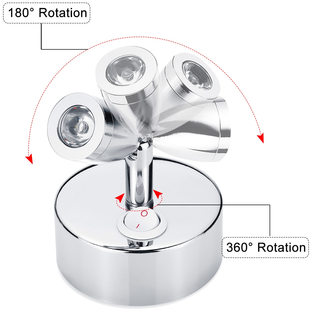 12-24V 180 Rotation LED Spot Reading Light Home Interior Spotlight Switch For RV Caravan Boat Truck Desk Bedside Lamp
