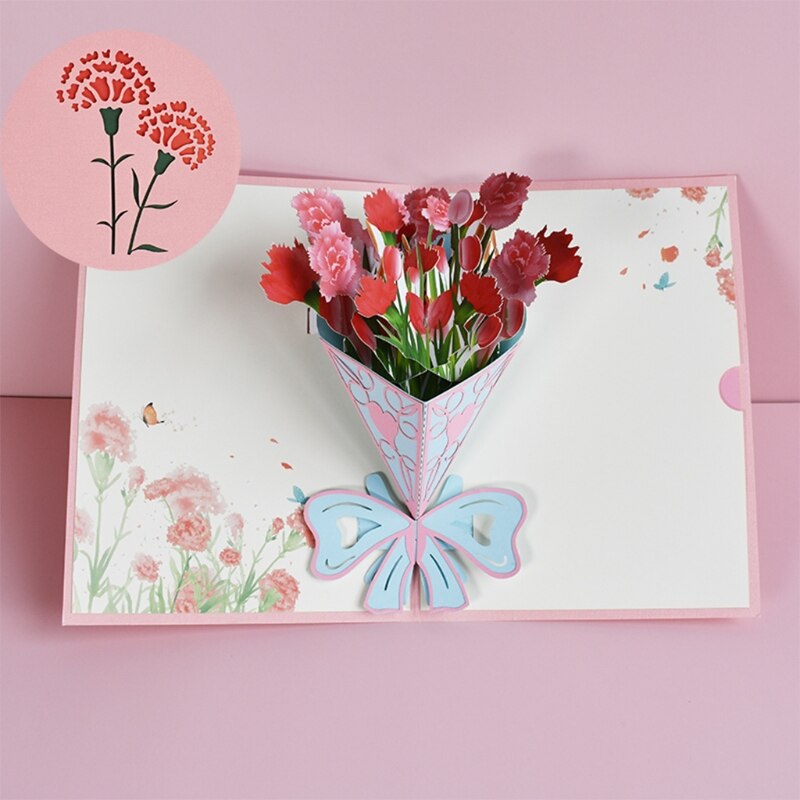 3D Pop-Up Flower Floral Greeting Card for Birthday Mothers Father's Day Graduation Wedding Anniversary