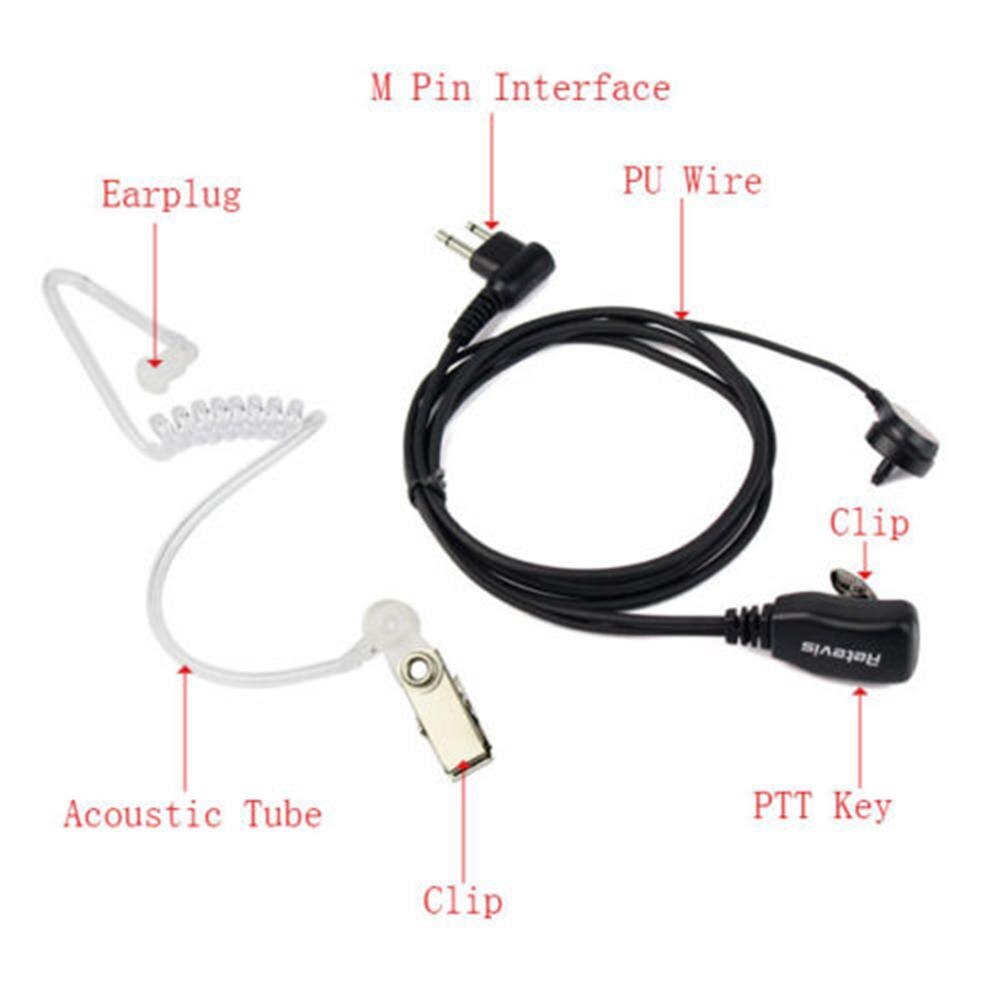 Oreillette à Tube acoustique 2 broches pour Kenwood HYT BAOFENG UV-5R Radio à jambon BF-888S