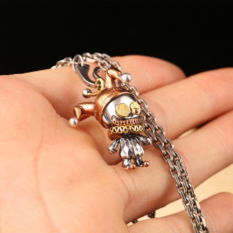 Bocai 100% s925 , lustiger clown-puppen-retro-frauenanhänger mit persönlichkeit