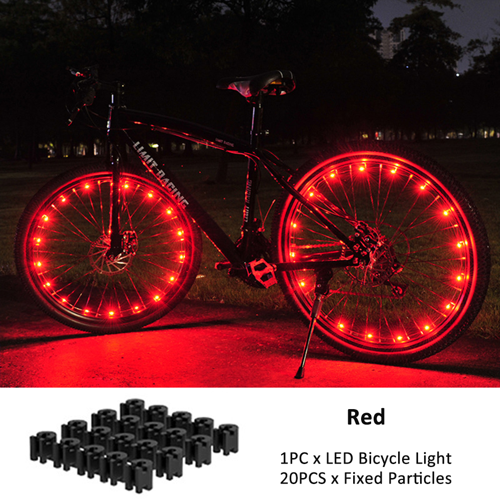 Fietswiel led lights mountainbike frame decoratie verlichting fiets spaak lichten nacht rijden fiets wiel verlichting ventiel lamp: Rood