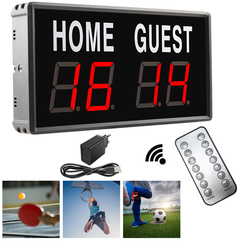 4-cijferig digitaal LED-scorebord Elektronische scorehouderklok, voor maïsgat / pingpong / tafeltennissport, binnen- / buitenspellen