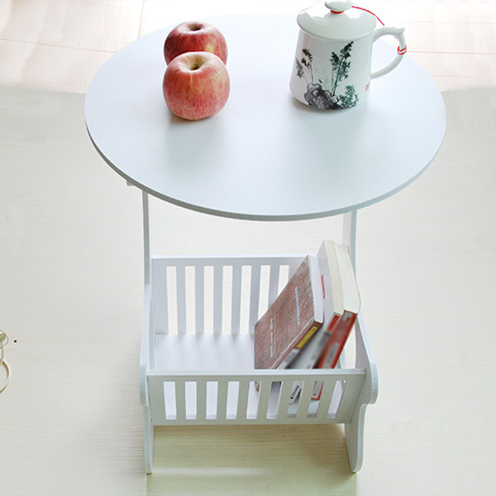 Multifunktions træ opbevaringshylde kaffebord sofabord te bord skrivebord fritid magasin opbevarings rack bord hul udskåret