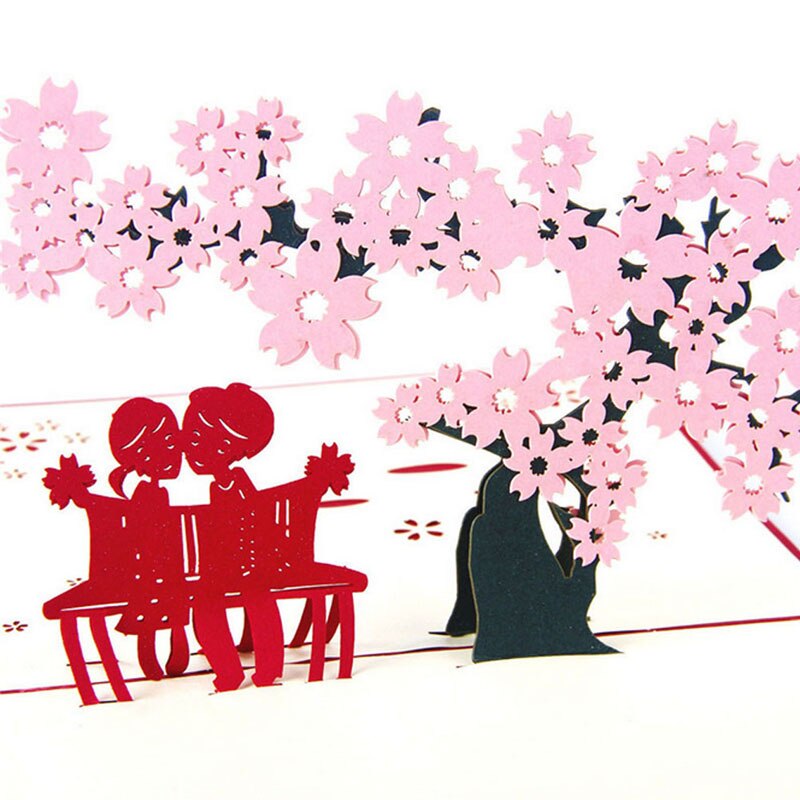 3d pop op-bryllupskort kirsebærtræ bryllupsinvitationer kort valentine save the date jubilæum lykønskningskort hilsen postkort