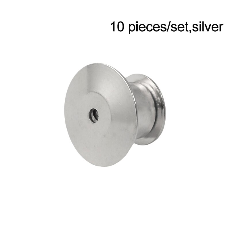 5~10 pieces/set Silvercolor Brooch Pin Back Locking Keepers Secure Locking Clutch Deluxe Pin BacK Badge Pendants for DIY Jewelry: 10 pieces-silver