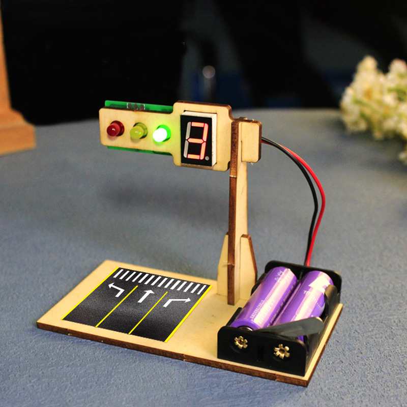 Modelo de semáforos de madera para niños, juguete científico, tecnología divertida, Kit de ayuda para enseñanza de física, juguetes educativos de aprendizaje para niños: Gris claro