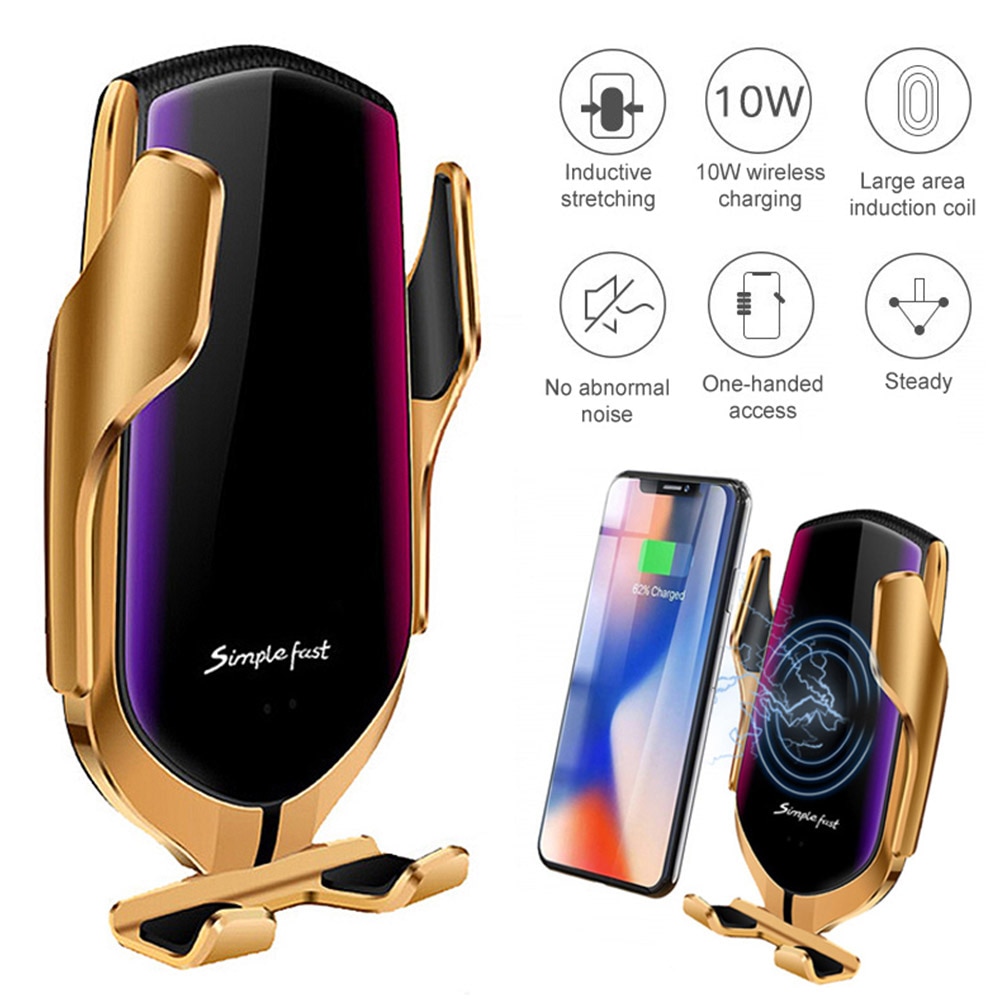 Kisscase Automatic Clamping Fast Charging Car Phone Holder for iPhone 11 7 For Samsung Mobile Phone 10W Wireless Car Charger
