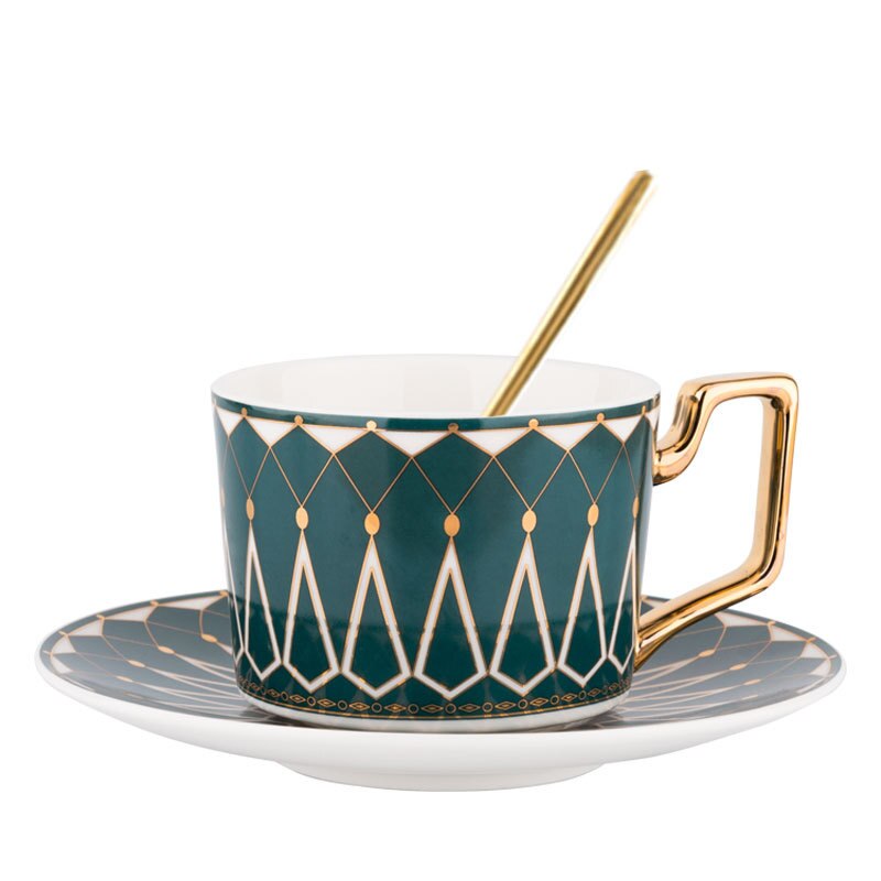 European Style 2 Pcs Turkish Espresso Cups With Saucers Spoon Ceramic Cup SetFor Black Tea Coffee Kitchen Party Drink Ware
