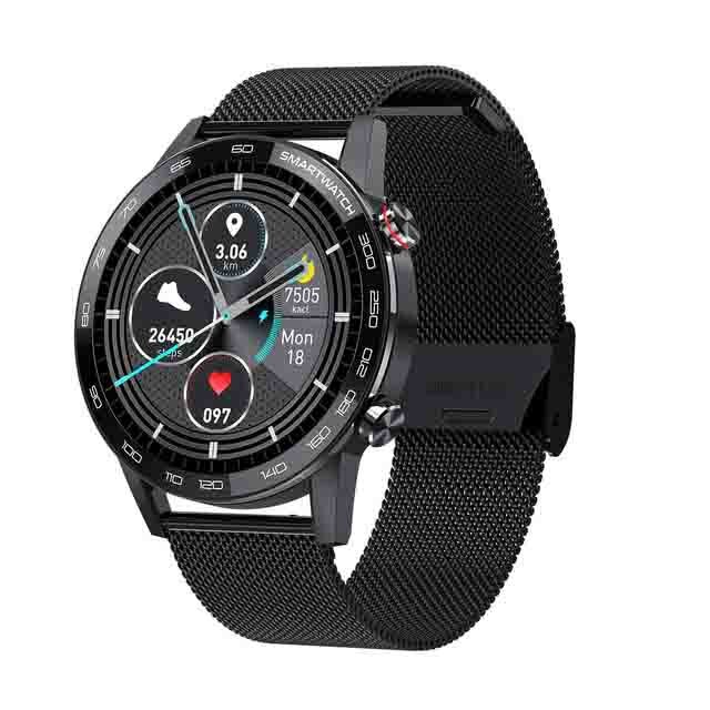 L16 Smart Horloge Mannen Ecg + Ppg IP68 Waterdichte Bluetooth Muziek Bloeddruk Hartslag Fitness Tracker Sport Smartwatch Pk l8 L15: Black steel