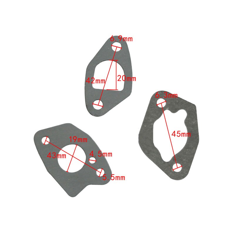 Juego de 3 uds de juntas de papel para carburador de cordel para Honda GX160 GX168 GX200, accesorio de motor, herramientas eléctricas de jardín