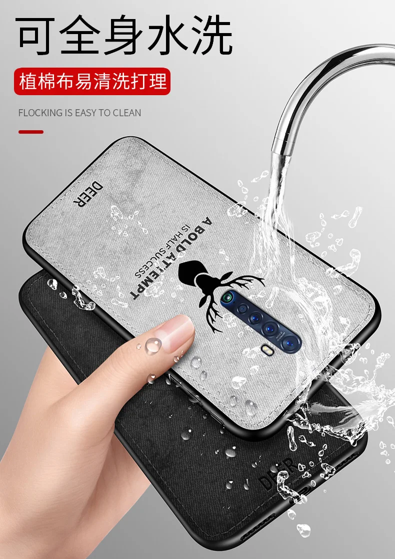 Für oppo reno 2 z 2z 2f fallen Luxus weiches Silikon hartes Gewebe Hirsch schlanke Schutzhülle für Reno 10x Zoomen Hülse