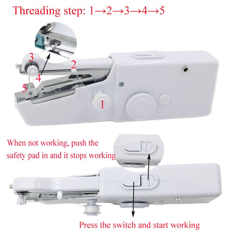 Portable Stitch Hand Held Electric Sewing Machine Handheld Mini Handmade Threads Household Set Needlework Cordless Manual
