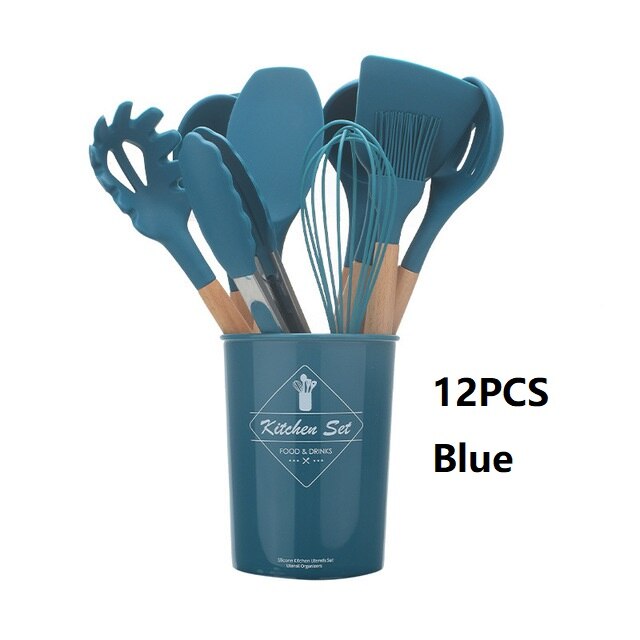 Kitchen Utensil Set Storage Box Tools Scraper Kitchenware Silicone Kitchenware Seven-color Silicone Kitchen Utensils Set