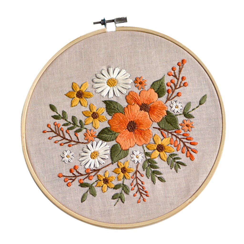 Kit de broderie florale pour débutant, adulte, enfant, bricolage, aiguille, point de croix