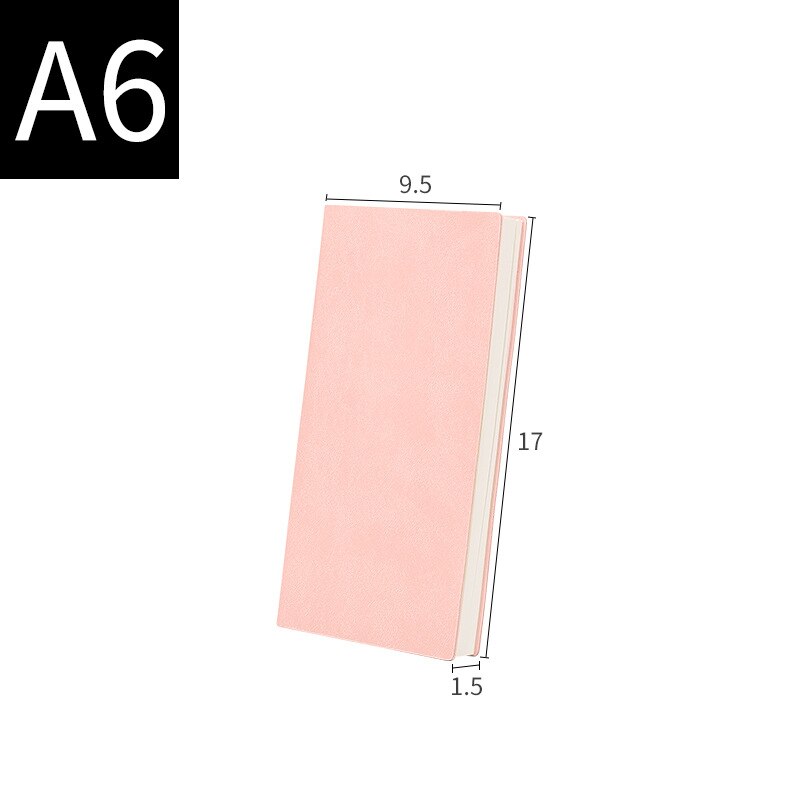 Simple business office PU leather notebook student a5 a6 b5 soft copy notebook: A6 Pink 9.5x17.5