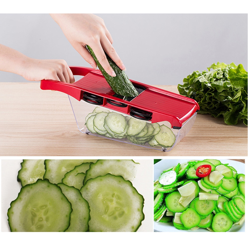 Mandolinskivare grönsaksskärare med blad i rostfritt stål manuell potatislökskalare morothackare
