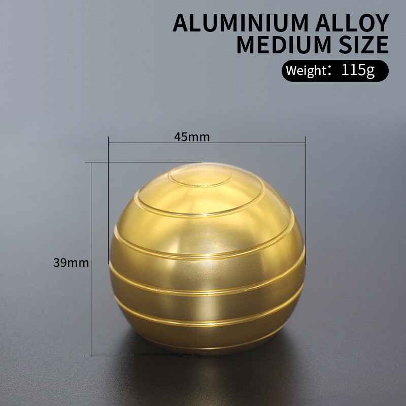 2020 115g/210g Llusion Che Scorre Scrivania Palla di Decompressione Giocattolo In Lega di Alluminio Superiore di Filatura di Metallo Anti-Stress Regalo: Gold colorMedium