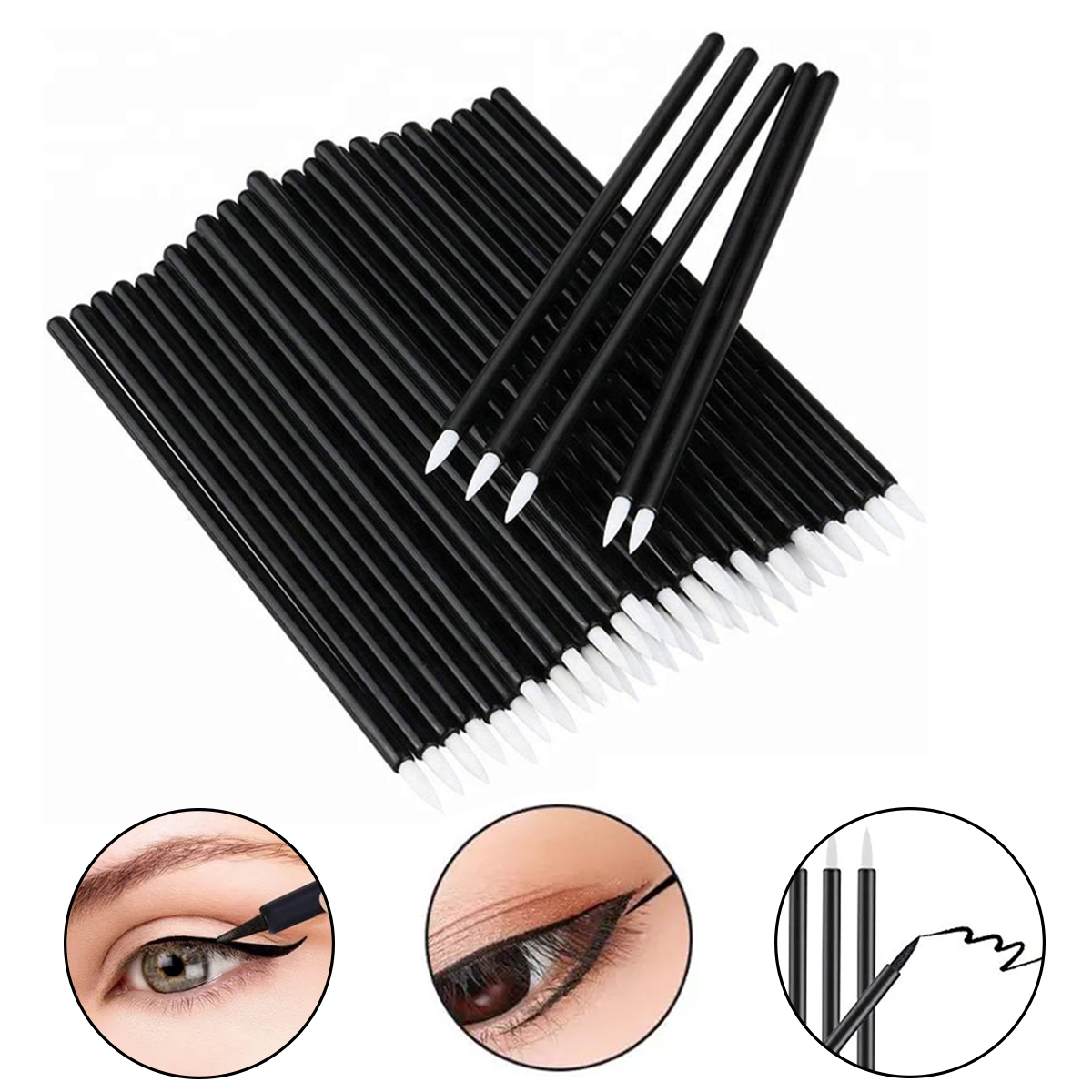 50 Uds. Pincel desechable para decoración de uñas delineador de ojos herramientas de maquillaje manicura pintura pluma herramienta pinceles