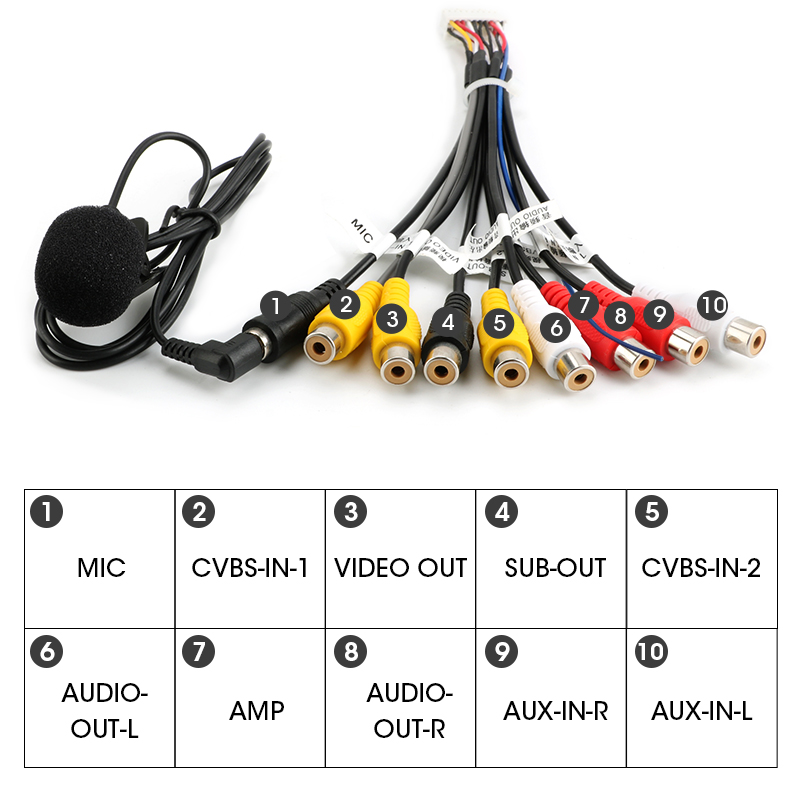 RCA Kabel Universal- Auto Stereo Radio Ausgang Draht Aux-in Adapter mit mikrofon zubehör Video ausgang eingang Audio- Subwoofer
