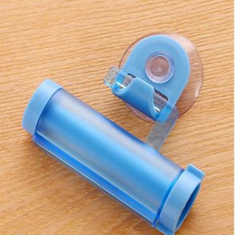 Plastic Rolling Tube Squeezer Toothpaste Dispenser Suction Cup Hook Toothpaste Squeezer Bathroom Accessories: Blue