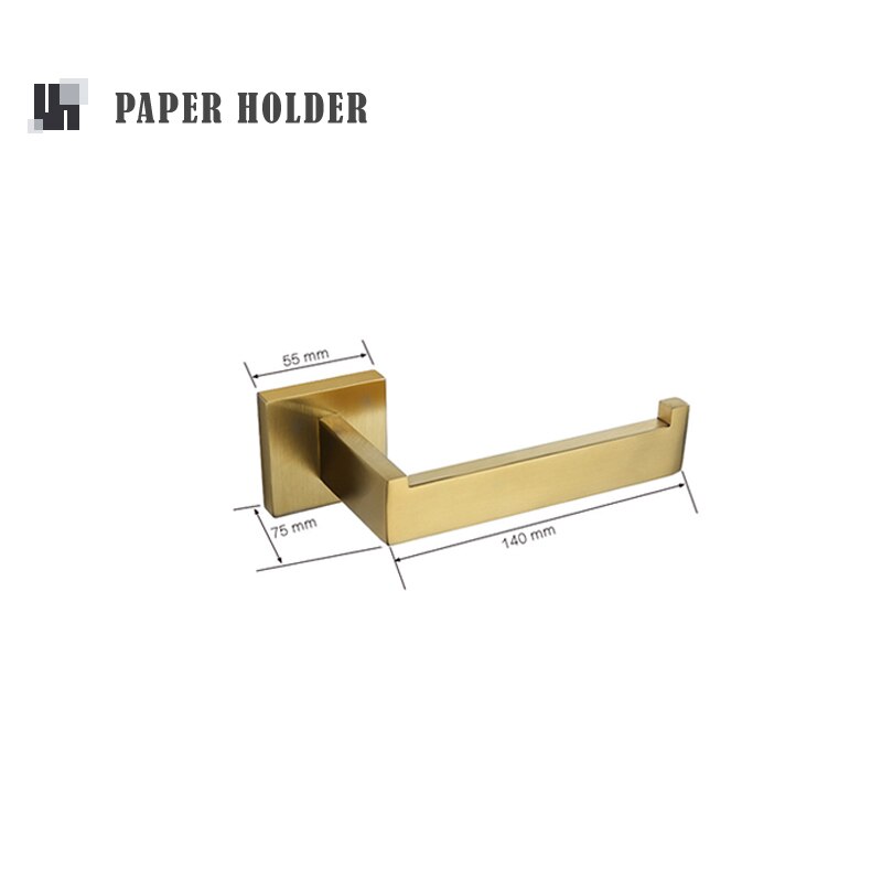 Accesorios de baño de oro cepillado, soporte de papel higiénico, gancho de pared, colgador de toalla, organizador de cocina de acero inoxidable, estante de barra de toalla: Paper Holder