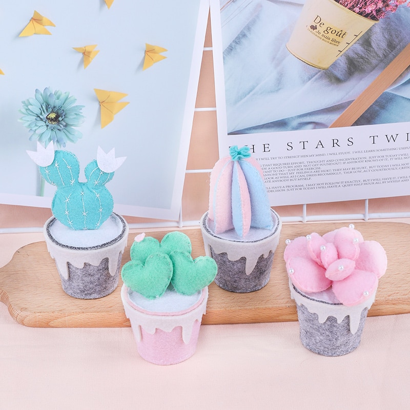 Meian Kit de punto de aguja no tejido para suculentas, Cactus, fieltro de lana, fieltro de corte de aguja, paquete de conjuntos de manualidades Diy