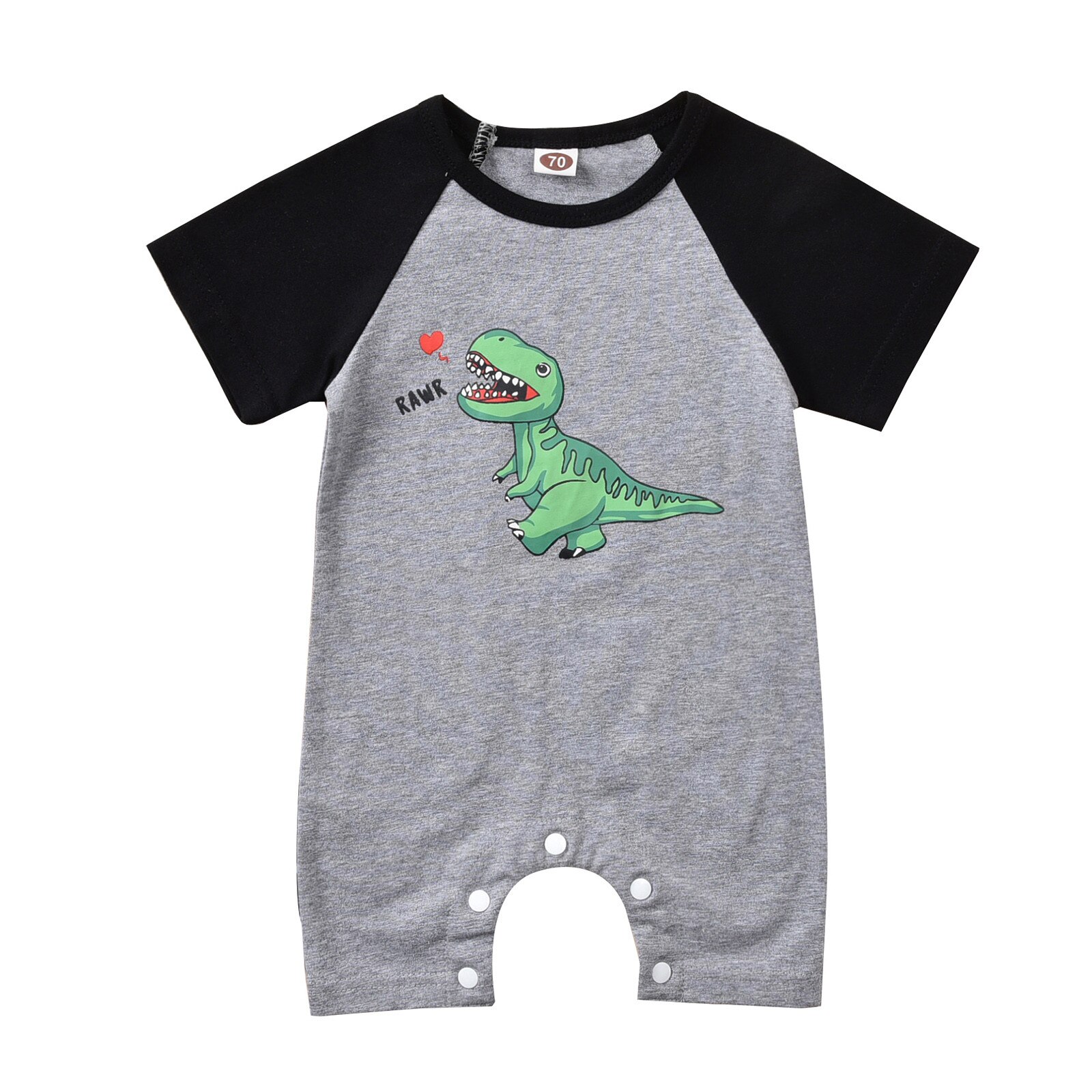 Pasgeboren Unisex Romper Kleding Dinosaurus Hart Print Jumpsuit Katoen Korte Mouw Leuke Baby Baby Jongens Meisjes Bodysuit: 9m