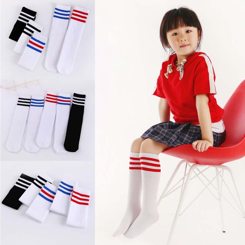 Chaussettes montantes pour enfants | Chaussettes de sport, pour vieux garçons et filles, bandes de Football, pataugeoire en coton, blanc, style de Skate, pour enfants, Tube Long