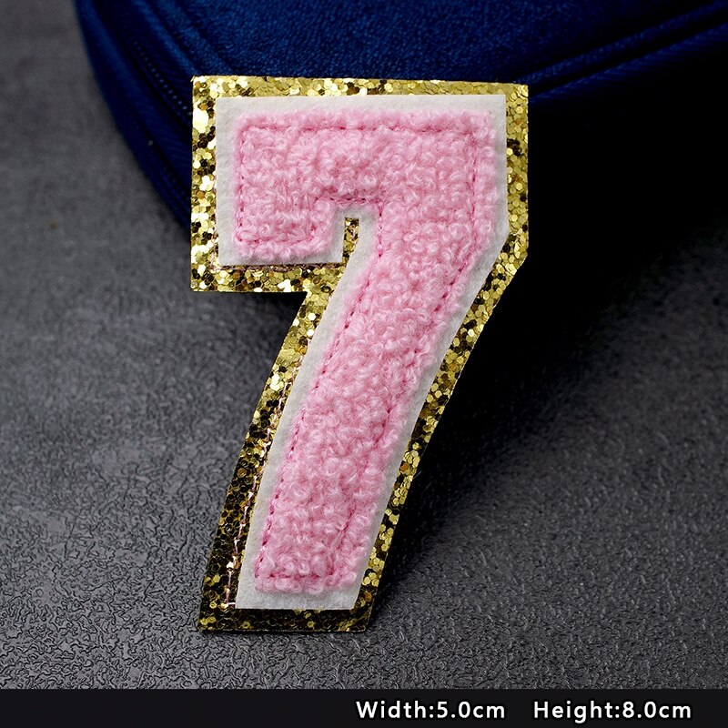 Pink Number 0 1 2 3 4 5 6 7 8 9 Patches For Clothing Embroidery Applique Zero One Two Three Four Five Six Seven Eight Nine: 7