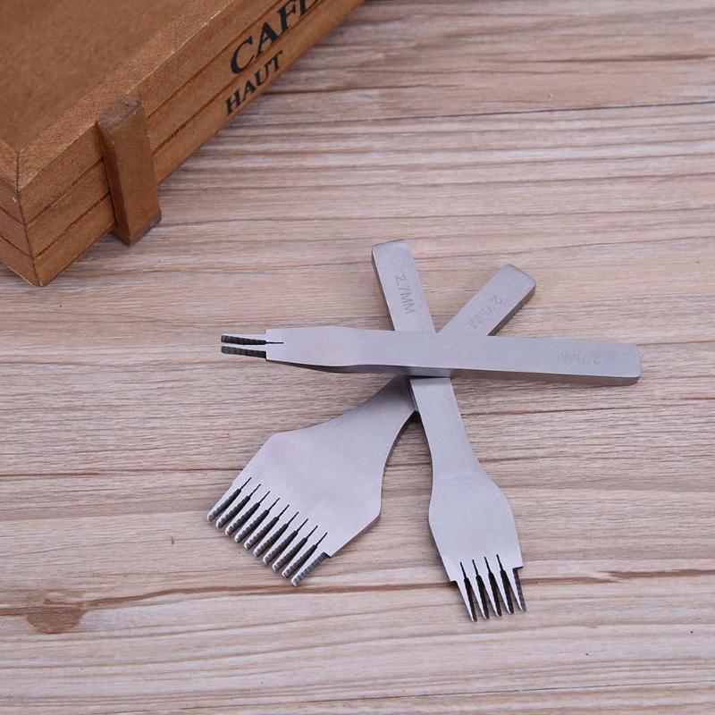 ! Cincel plano de acero blanco de 3,85 Mm, herramientas para artesanía de cuero, equipo de perforación de agujeros, herramienta de bricolaje de 2 puntas/5 puntas/10 puntas