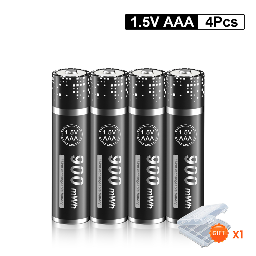 Batterie lithium-ion rechargeable, 1.5V, 2800 mWh, 1.5V, pour télécommande, souris, petit ventilateur, jouet électrique: 4pcs AAA