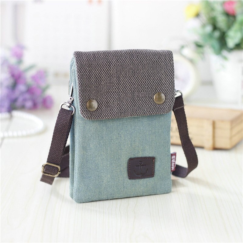 women's soil casual wallet brand mobile wallet big card bag wallet handbag canvas slung shoulder bag: green