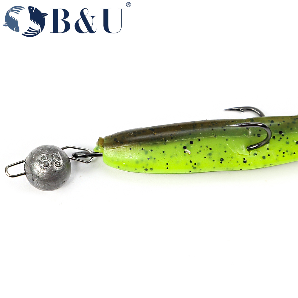 Anzuelos de pesca B & U, anzuelo doble súper largo, aparejos de pesca largos de acero rico en carbono, diferentes tamaños equipados con señuelo suave