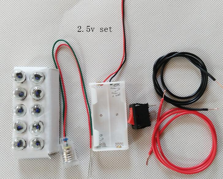 Kit de bombilla de circuito eléctrico para escuela primaria y secundaria, mezcla de luces, para guardería, experimento: 2.5v set
