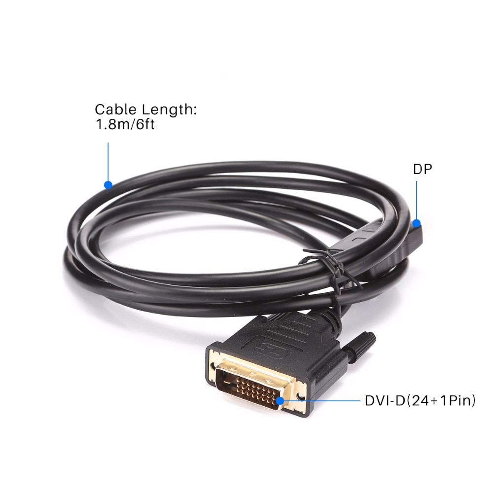 FORNORM Display Port 1.8 m/6ft Kabel 1080 p Om DVI-D Male Adapter Kabel Voor Lenovo Dell HP ASUS breiden Meer Desktops En Laptops