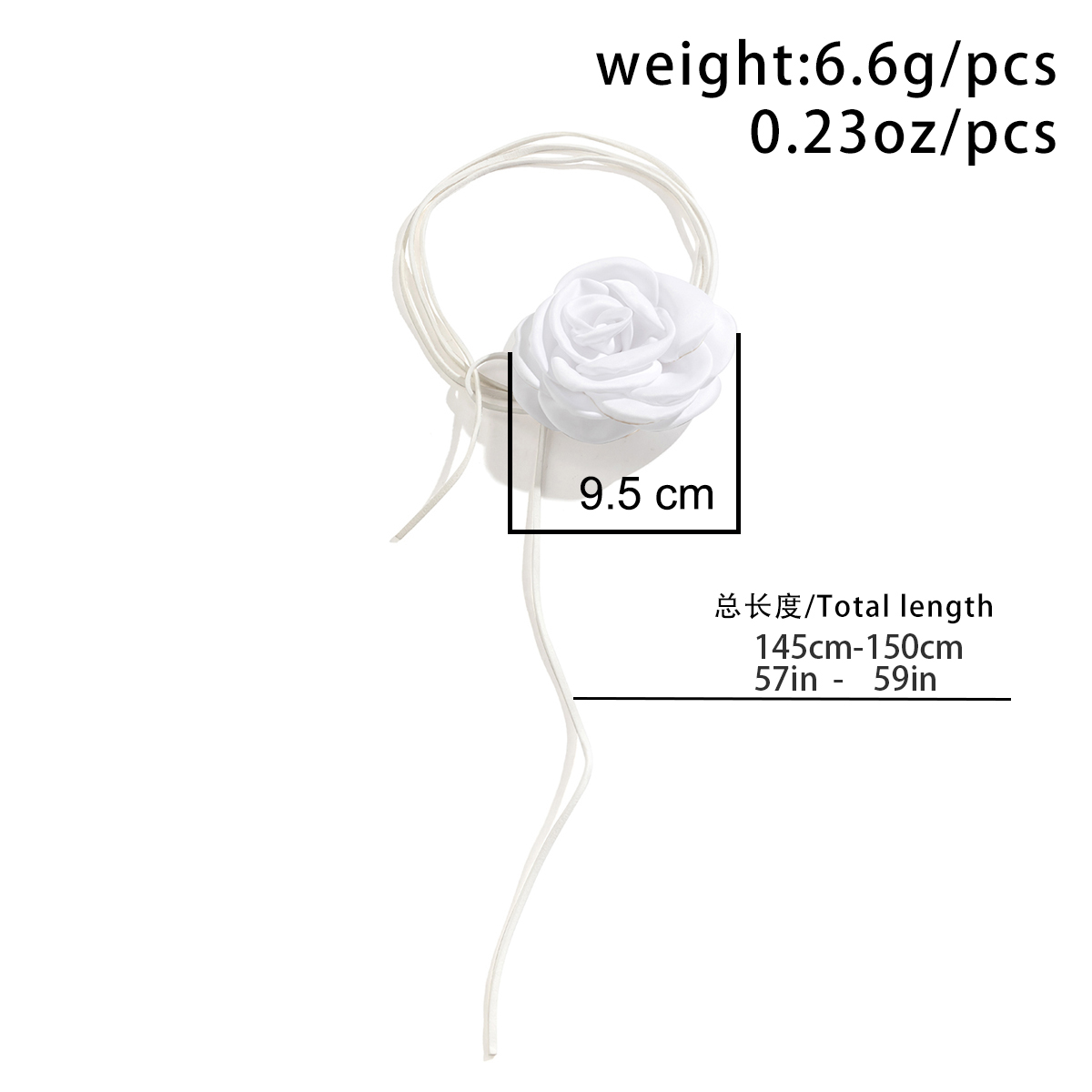 Cadenas de cuerda larga con gargantilla de flores grandes para mujer, Collar de tela romántico blanco y negro, joyería en el cuello, accesorios