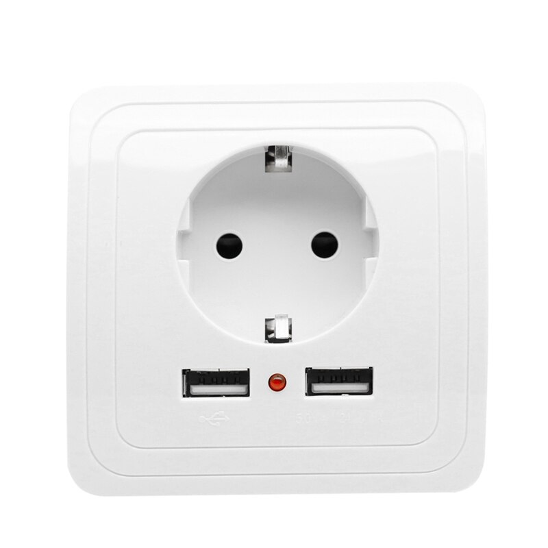 Bcsongben Wall USB Power Socket, AC 110V-250V 16A For Home, PC Panel 86mm*86mm Dual USB EU Standard Wall Socket: PC WHITE 2.4A