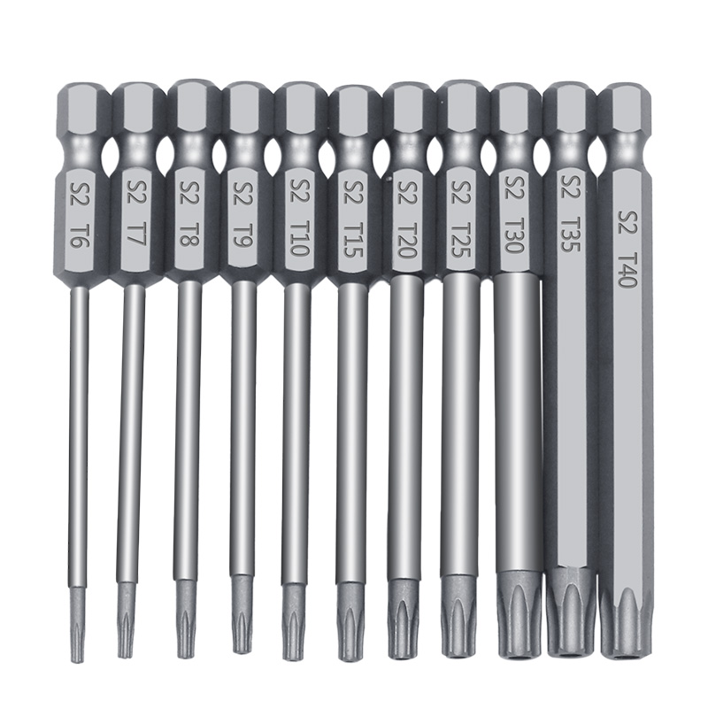 11/12 Stuks Holle Pruimenbloesem Schroevendraaier Hoofd 50 Mm 75 Mm 100 Mm Lange S2 Zeshoekige Handvat Schroevendraaier bit Elektrisch Gereedschap Boor Set