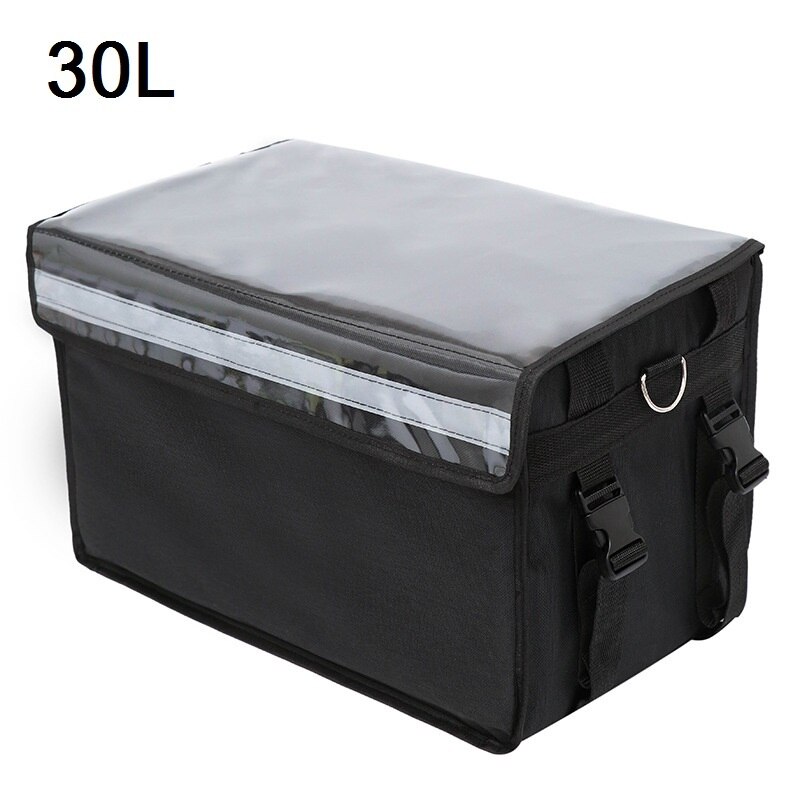 44L Extra Large Cooler Bag Car Ice Pack Insulated Thermal Lunch Pizza Bag Fresh Food Container Refrigerator Bag NB24: 30L black