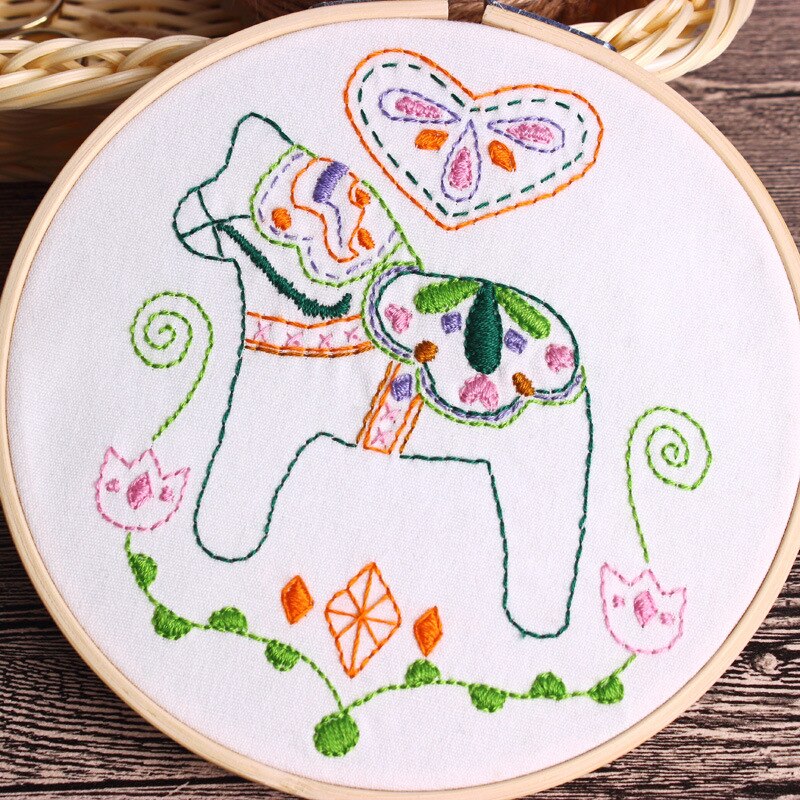 Stick Figure Embroidery Kit DIY Needlework Kawaii Cartoon Needlecraft for Beginner Cross Stitch Artcraft(Without Hoop): A