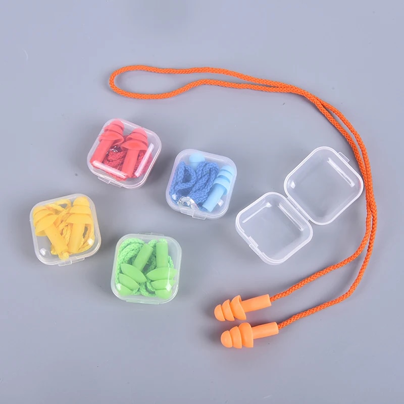 1 Pc Silicone Ear Plugs Sleep Earplugs Noise Reduction Swimming Earplugs With Rope For Men Women Diving Underwater Ear Plugs