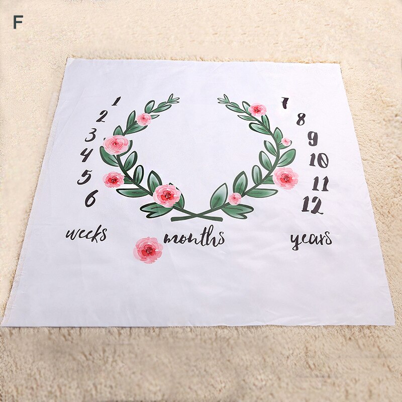 Calendar Infant Baby Milestone Blanket Photography Props Months Weeks Backdrop Colorful Printed Pictures Cloth 100x100cm: F