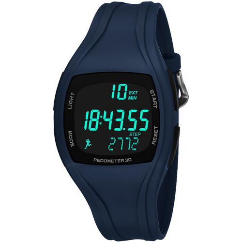 3d stappenteller alarm chronograaf horloge multifunctioneel heren digitaal polshorloge waterdicht sport student elektronisch horloge: Marineblauw