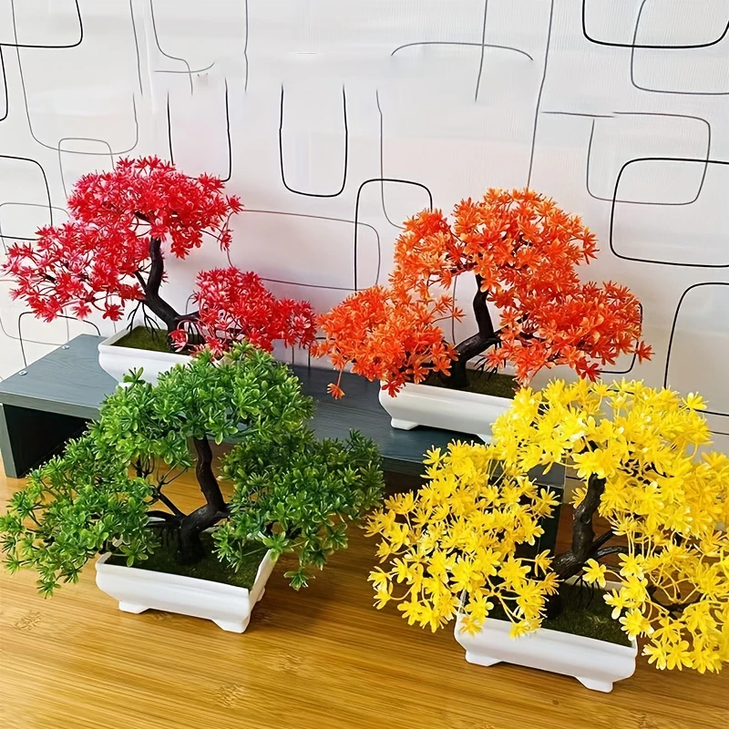 Nouvelles plantes artificielles vertes bonsaï petit arbre herbe fleur en pot bonsaï Halloween mariage fête de noël décor de bureau à domicile
