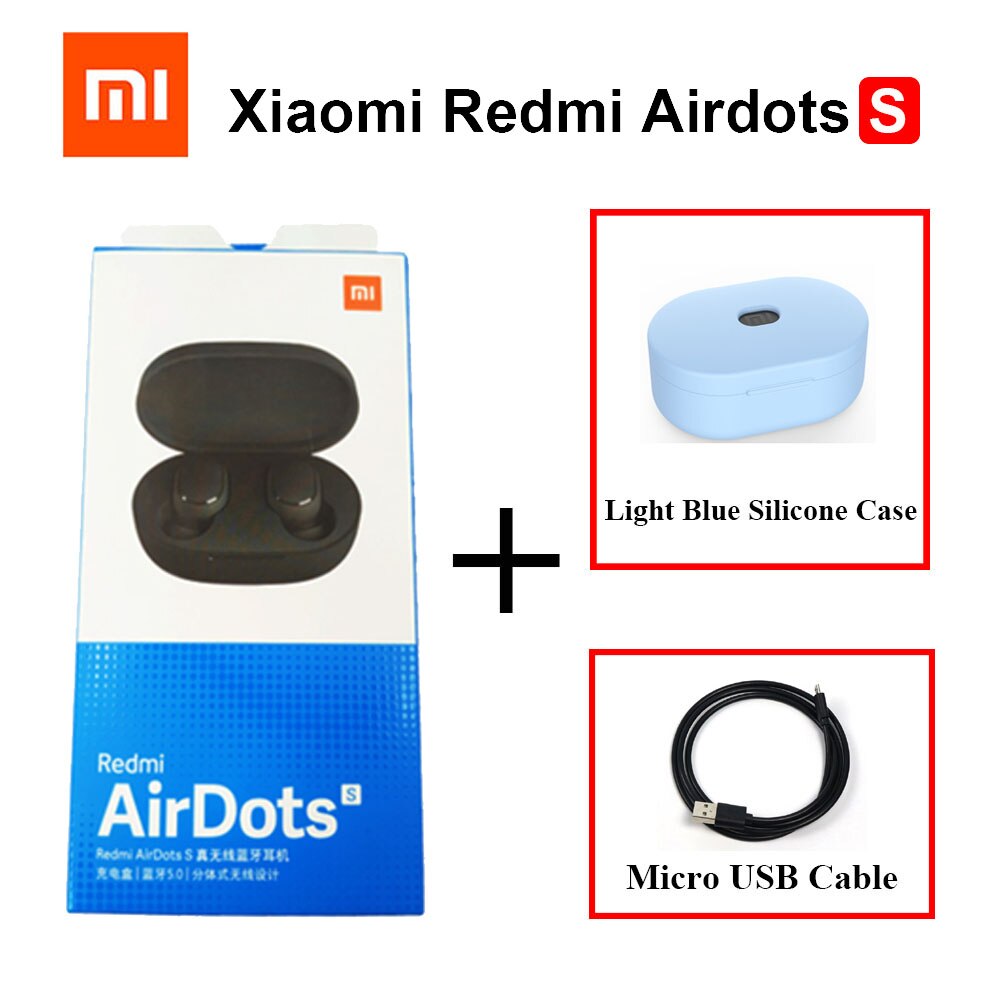 Xiaomi-auriculares Redmi Airdots S con Bluetooth 5,0, tecnología TWS, auriculares inalámbricos con Control IA y reducción de ruido: S Add USB Light Blue