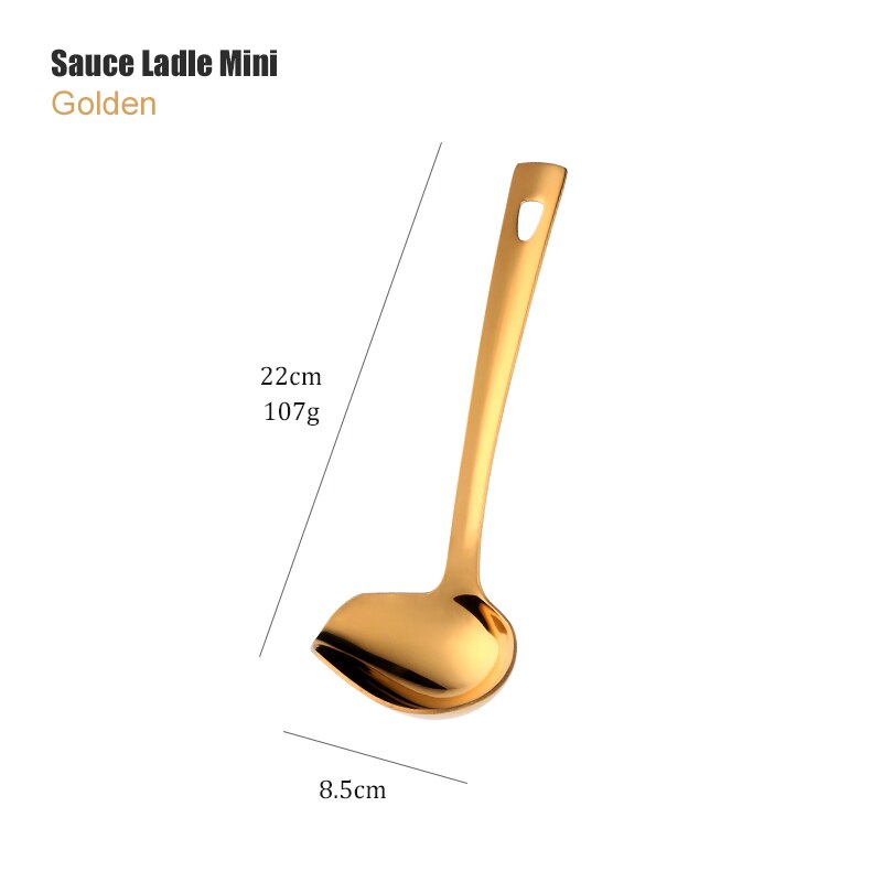 Gold Cooking Tools Set Stainless steel Soup Ladle Spatula Metal kitchenware Colander Rice Spoon Cake Shovel cookware: 2-6