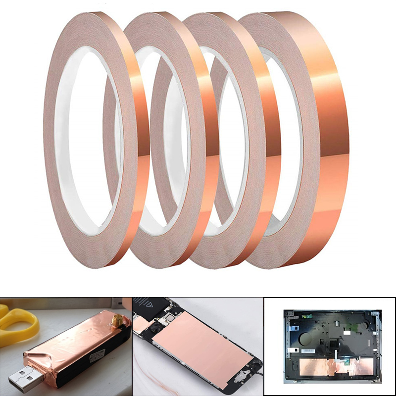 20M Copper Foil Tape Adhesive Single Sided Conductive Snail EMI Shielding DIY Circuit Electrical Repair Tapes