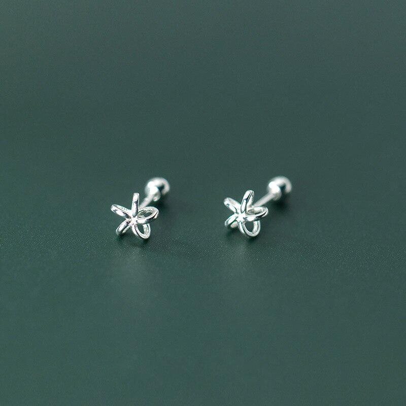 La Monada-pendientes de plata 925 con forma de flor para mujer, Piercing para La oreja, tuerca de plata 925, tuerca de tornillo, chica
