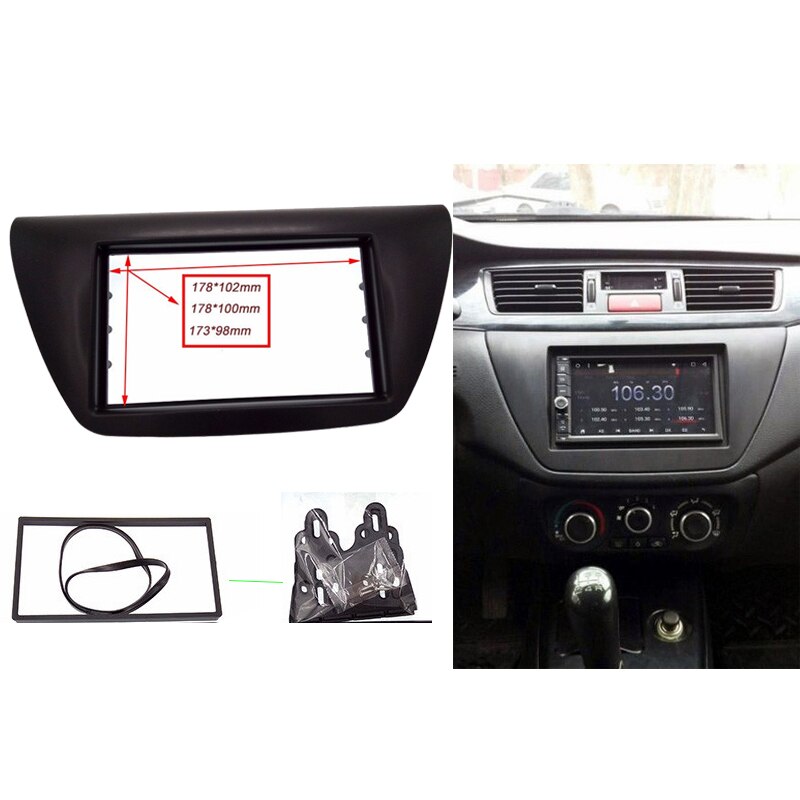 2DIN Autoradio Fascia Fit Voor Mitsubishi Lancer Ix 2006 Plaat Frame Panel Dash Mount Kit Adapter Trim Bezel Dvd speler Trim