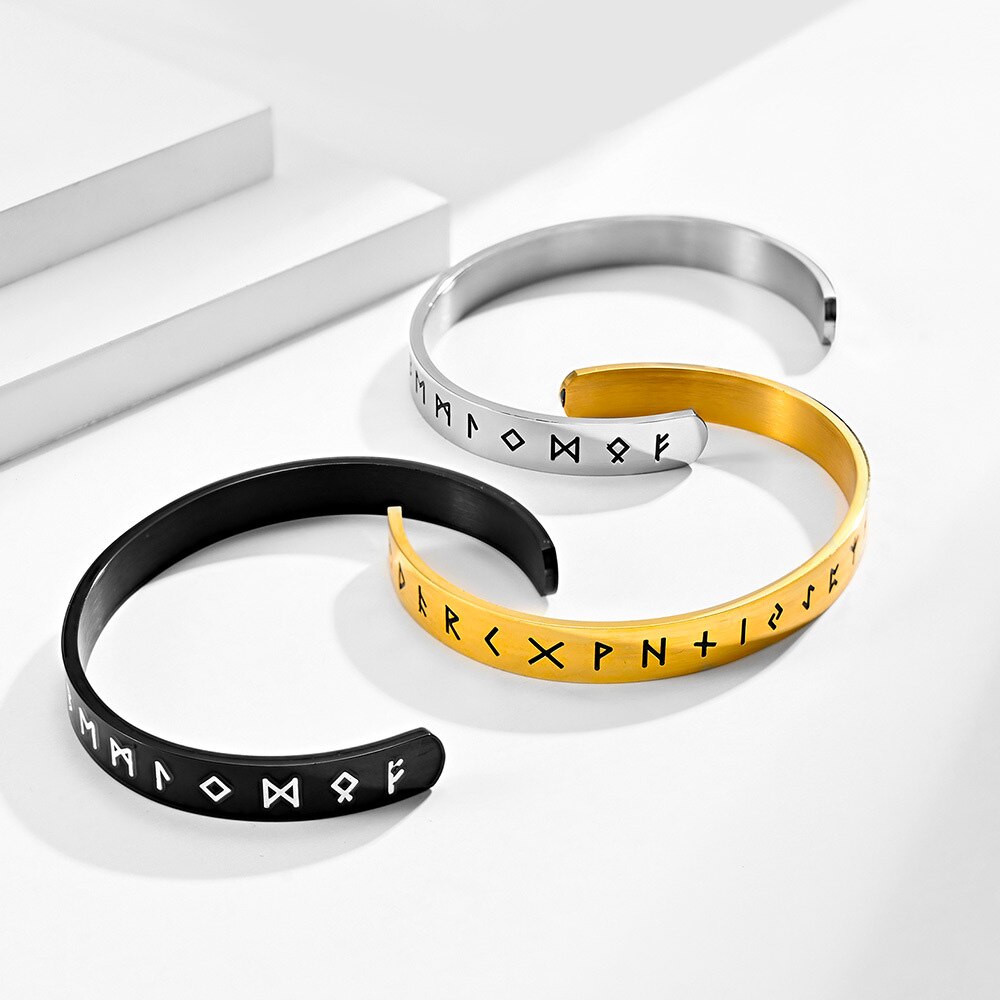 retro Einfache Edelstahl Odin Wikinger Rune Armbinde Männer Silber Farbe/Schwarz/Gold nordisch Wikinger Armbinde Amulett schmuck